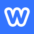 Weebly logo mark - a letter bubbly W on a blue background